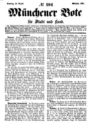 Münchener Bote für Stadt und Land Sonntag 16. August 1857