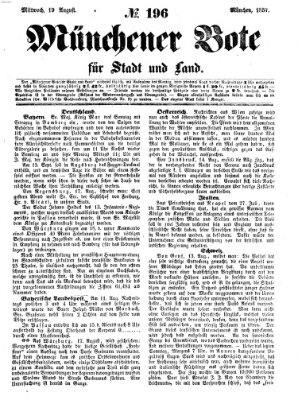 Münchener Bote für Stadt und Land Mittwoch 19. August 1857