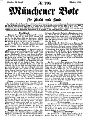 Münchener Bote für Stadt und Land Samstag 29. August 1857