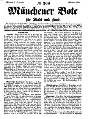 Münchener Bote für Stadt und Land Mittwoch 2. September 1857