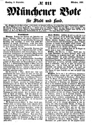 Münchener Bote für Stadt und Land Samstag 5. September 1857