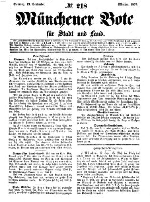 Münchener Bote für Stadt und Land Sonntag 13. September 1857