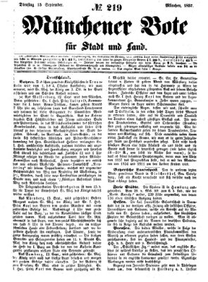 Münchener Bote für Stadt und Land Dienstag 15. September 1857