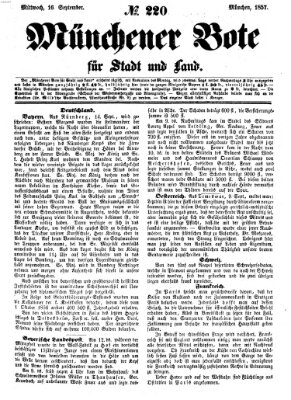 Münchener Bote für Stadt und Land Mittwoch 16. September 1857