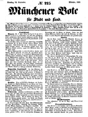 Münchener Bote für Stadt und Land Dienstag 22. September 1857