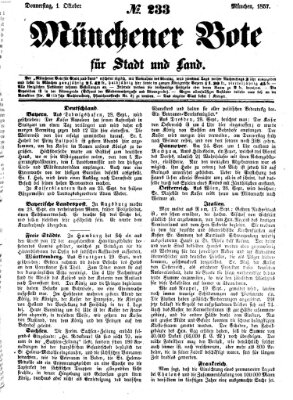 Münchener Bote für Stadt und Land Donnerstag 1. Oktober 1857