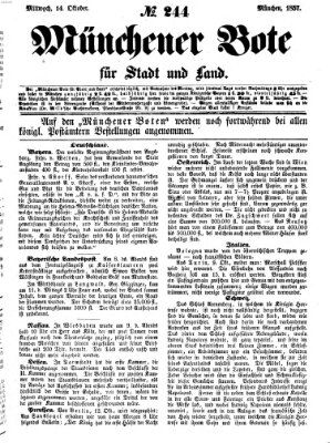 Münchener Bote für Stadt und Land Mittwoch 14. Oktober 1857