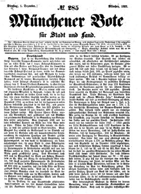 Münchener Bote für Stadt und Land Dienstag 1. Dezember 1857