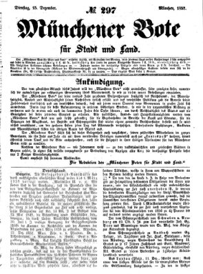 Münchener Bote für Stadt und Land Dienstag 15. Dezember 1857