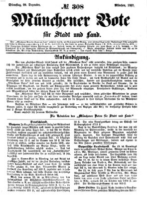 Münchener Bote für Stadt und Land Dienstag 29. Dezember 1857