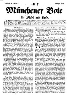 Münchener Bote für Stadt und Land Samstag 9. Januar 1858