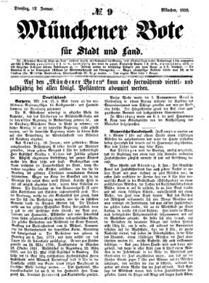 Münchener Bote für Stadt und Land Dienstag 12. Januar 1858