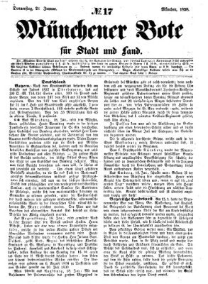 Münchener Bote für Stadt und Land Donnerstag 21. Januar 1858