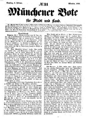 Münchener Bote für Stadt und Land Samstag 6. Februar 1858