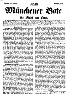 Münchener Bote für Stadt und Land Samstag 20. Februar 1858