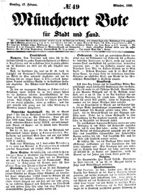 Münchener Bote für Stadt und Land Samstag 27. Februar 1858