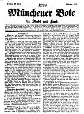 Münchener Bote für Stadt und Land Dienstag 27. April 1858