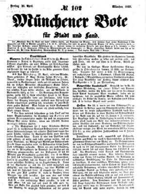 Münchener Bote für Stadt und Land Freitag 30. April 1858