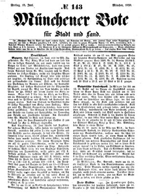 Münchener Bote für Stadt und Land Freitag 18. Juni 1858