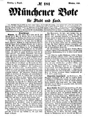 Münchener Bote für Stadt und Land Sonntag 1. August 1858