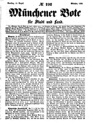 Münchener Bote für Stadt und Land Samstag 14. August 1858