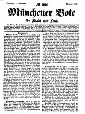 Münchener Bote für Stadt und Land Donnerstag 16. September 1858