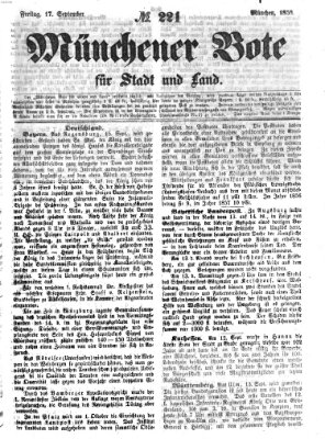 Münchener Bote für Stadt und Land Freitag 17. September 1858