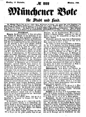 Münchener Bote für Stadt und Land Samstag 18. September 1858