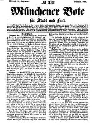 Münchener Bote für Stadt und Land Mittwoch 29. September 1858