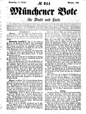 Münchener Bote für Stadt und Land Donnerstag 14. Oktober 1858