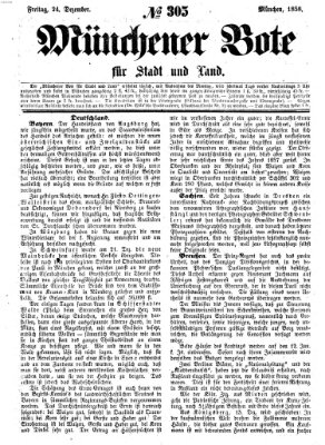 Münchener Bote für Stadt und Land Freitag 24. Dezember 1858