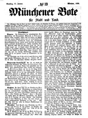 Münchener Bote für Stadt und Land Samstag 15. Januar 1859