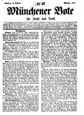 Münchener Bote für Stadt und Land Samstag 19. Februar 1859