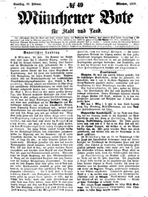 Münchener Bote für Stadt und Land Samstag 26. Februar 1859