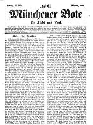 Münchener Bote für Stadt und Land Samstag 12. März 1859