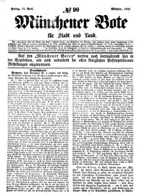 Münchener Bote für Stadt und Land Freitag 15. April 1859