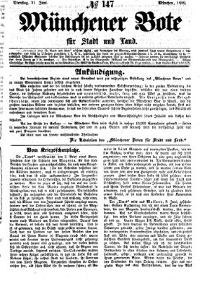 Münchener Bote für Stadt und Land Dienstag 21. Juni 1859