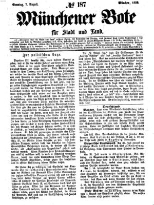 Münchener Bote für Stadt und Land Sonntag 7. August 1859