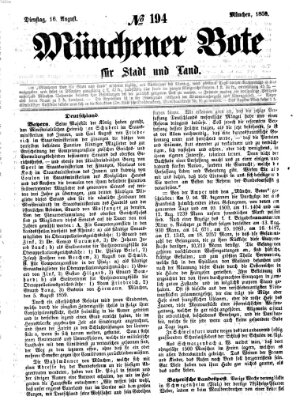 Münchener Bote für Stadt und Land Dienstag 16. August 1859