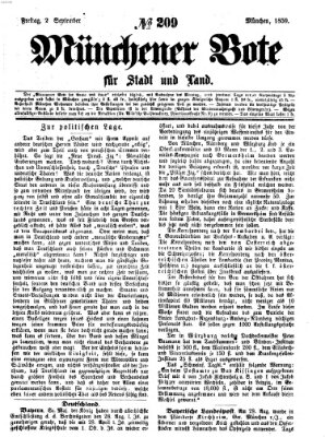 Münchener Bote für Stadt und Land Freitag 2. September 1859