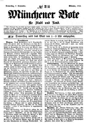 Münchener Bote für Stadt und Land Donnerstag 8. September 1859