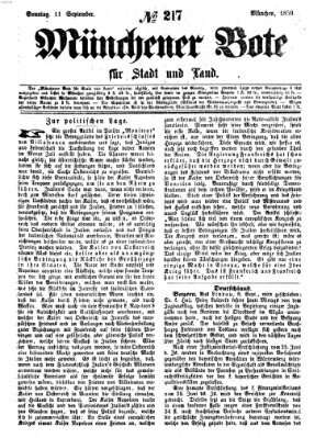 Münchener Bote für Stadt und Land Sonntag 11. September 1859