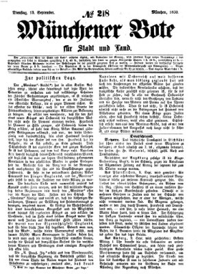 Münchener Bote für Stadt und Land Dienstag 13. September 1859