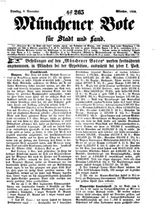 Münchener Bote für Stadt und Land Dienstag 8. November 1859