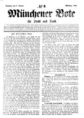 Münchener Bote für Stadt und Land Samstag 7. Januar 1860