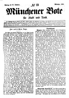 Münchener Bote für Stadt und Land Sonntag 15. Januar 1860