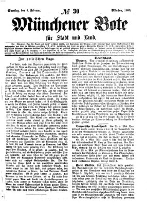 Münchener Bote für Stadt und Land Samstag 4. Februar 1860