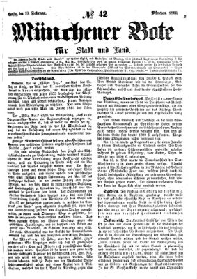 Münchener Bote für Stadt und Land Samstag 18. Februar 1860