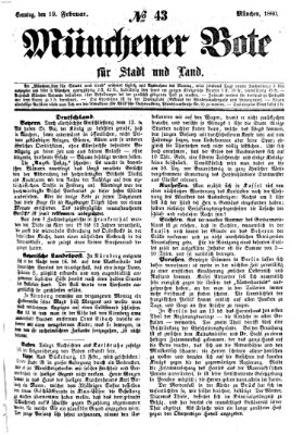 Münchener Bote für Stadt und Land Sonntag 19. Februar 1860