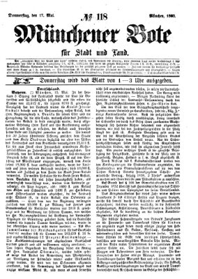 Münchener Bote für Stadt und Land Donnerstag 17. Mai 1860